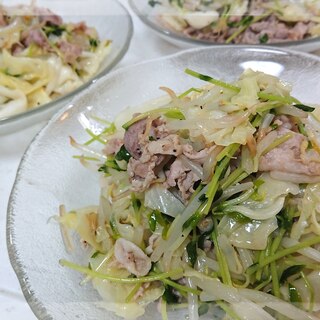 どっちも豆の苗☆豚肉&キャベツ&ダブル苗炒め♪